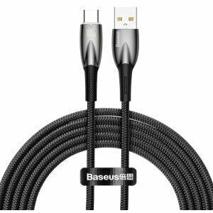 Cablu alimentare si date Baseus Glimmer, Fast Charging Data Cable pt. smartphone, USB la USB Type-C 100W, aliaj zinc, 2m, negru imagine