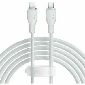 Cablu alimentare si date Baseus Pudding, Fast Charging Data Cable pt. smartphone, USB Type-C la USB Type-C 100W, 2m, alb imagine