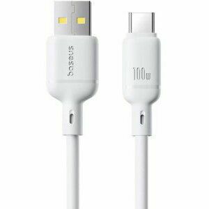 Cablu alimentare si date Baseus Silky, Fast Charging Data Cable pt. smartphone, USB la USB Type-C 100W, 1m, alb imagine