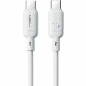 Cablu alimentare si date Baseus Silky, Fast Charging Data Cable pt. smartphone, USB Type-C la USB Type-C 100W, 1m, alb imagine