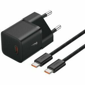Incarcator retea Baseus GaN5 Pro, Quick Charge 20W, 1 x USB Type-C, include Cablu USB Type-C la USB Type-C 100W 1m, negru imagine