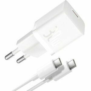 Incarcator retea Baseus GaN5 Pro, Quick Charge 30W, 1 x USB Type-C, include Cablu USB Type-C la USB Type-C 100W 1m, alb imagine