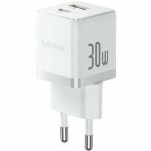 Incarcator retea Baseus Palm, Quick Charge 30W, 1 x USB Type-C, 1 x USB, alb imagine