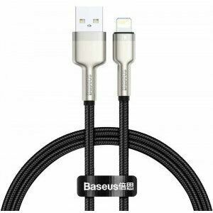 Cablu alimentare si date Baseus Cafule Metal, Fast Charging Data Cable pt. smartphone, USB la Lightning Iphone 2.4A, braided, 0.25m, negru imagine