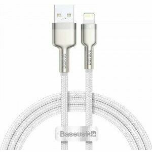 Cablu alimentare si date Baseus Cafule Metal, Fast Charging Data Cable pt. smartphone, USB la Lightning Iphone 2.4A, braided, 1m, alb imagine