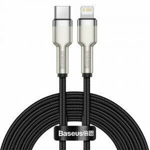 Cablu alimentare si date Baseus Cafule Metal, Fast Charging Data Cable pt. smartphone, USB Type-C la Lightning Iphone PD 20W, braided, 1m, negru imagine