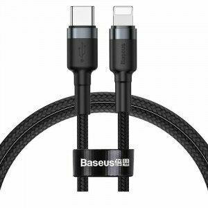 Cablu alimentare si date Baseus High Density Braided, Fast Charging Data Cable pt. smartphone, USB Type-C la Lightning PD 20W, braided, 2m, negru imagine
