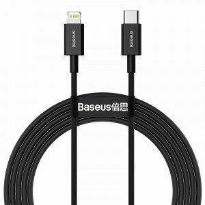 Cablu alimentare si date Baseus Superior, Fast Charging Data Cable pt. smartphone, USB Type-C la Lightning Iphone PD 20W, 2m, negru imagine