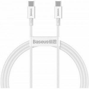 Cablu alimentare si date Baseus Superior, Fast Charging Data Cable pt. smartphone, USB Type-C la USB Type-C 100W, 1m, alb imagine