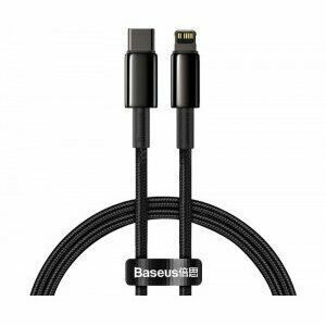 Cablu alimentare si date Baseus Tungsten Gold, Fast Charging Data Cable pt smartphone, USB Type-C la Lightning 20W, braided, 1m, rezistent zgarieturi, negru imagine