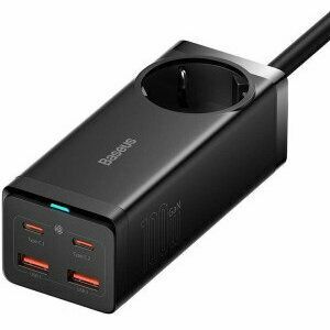 Incarcator retea Baseus GaN3 Pro Powerstrip, QC 100W, 1xAC, 2xUSB Type-C Output 5V/3A, 2 x USB, include Cablu USB Type-C la USB Type-C 100W, 1m, negru imagine
