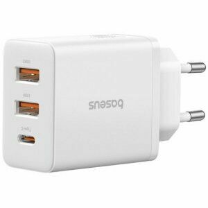 Incarcator retea Baseus Cube, Quick Charge 30W, 1 x USB Type-C Output 5V/3A, 2 x USB, alb imagine