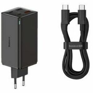 Incarcator retea Baseus GaN6 Pro, Quick Charge 100W, 2 x USB Type-C Output 5V/3A, 2 x USB (include Cablu USB Type-C la USB Type-C de 100W), negru imagine