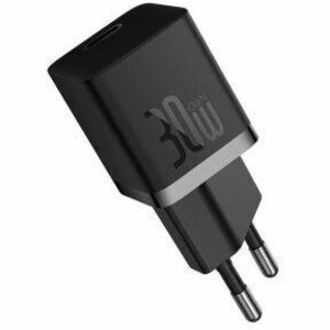 Incarcator retea Baseus, Quick Charge 30W, 1 x USB Type-C Output 5V/3A (include Cablu USB Type-C la USB Type-C de 100W), negru imagine