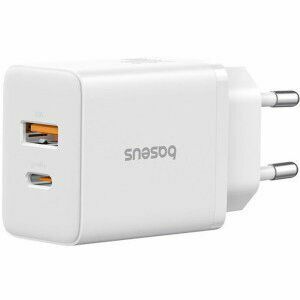 Incarcator retea Baseus Cube, Quick Charge 20W, 1 x USB Type-C Output 5V/3A, 1 x USB, alb imagine