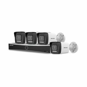 Sistem supraveghere IP exterior basic HikVision KIT-HIK-B4EXT4MP-HL30M-POE, 4 camere, 2 MP, 2.8 mm, IR / lumina alba 30 m, PoE imagine