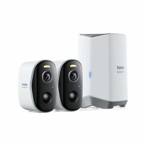 Sistem supraveghere exterior wireless WiFi Baseus N1, 2 camere, 3 MP, 3 mm, IR / lumina alba 40 m, microfon si difuzor, 16 GB, 7800 mAh, detectie miscare imagine
