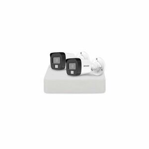 Sistem supraveghere exterior basic HikVision, 2 camere, 2 MP, IR 25 m, lumina alba 20 m, 2.8 mm, microfon imagine