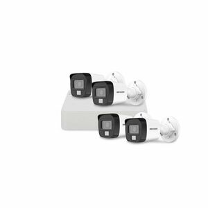 Sistem supraveghere exterior basic HikVision, 4 camere, 2 MP, IR 25 m, lumina alba 20 m, 2.8 mm, microfon imagine