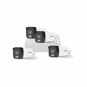 Sistem supraveghere exterior basic HikVision, 4 camere, 2 MP, IR 40 m, lumina alba 40 m, 2.8 mm, microfon imagine