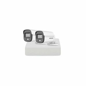 Sistem supraveghere exterior basic HikVision, 2 camere, 2 MP, 2.8 mm, IR/lumina alba 20 m, microfon imagine