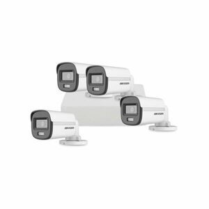 Sistem supraveghere exterior basic HikVision, 4 camere, 2 MP, 2.8 mm, IR/lumina alba 20 m, microfon imagine