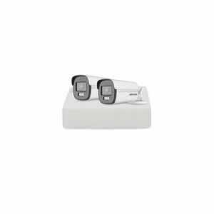 Sistem supraveghere exterior basic HikVision, 2 camere, 2 MP, 2.8 mm, IR/lumina alba 40 m, microfon imagine