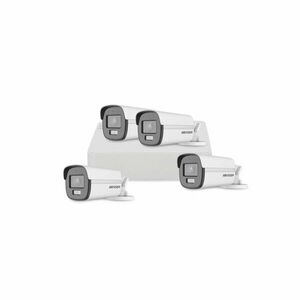 Sistem supraveghere exterior basic HikVision, 4 camere, 2 MP, 2.8 mm, IR/lumina alba 40 m, microfon imagine