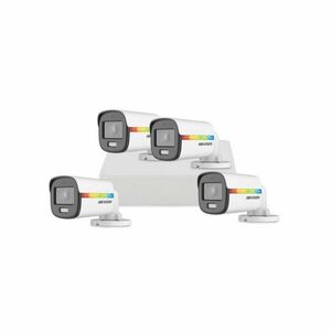 Sistem supraveghere exterior basic HikVision, 4 camere, 2 MP, lumina alba 20 m, 2.8 mm, microfon imagine
