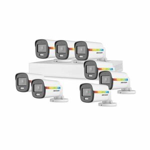 Sistem supraveghere exterior basic HikVision, 8 camere, 2 MP, lumina alba 20 m, 2.8 mm, microfon imagine