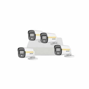 Sistem supraveghere exterior basic HikVision, 4 camere, 2 MP, 2.8 mm, IR/Lumina alba 30/20 m, PoC, microfon imagine