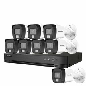 Sistem supraveghere exterior basic HikVision, 8 camere, 5 MP, IR 25 m, lumina alba 20 m, 2.8 mm, microfon imagine