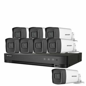 Sistem supraveghere exterior basic HikVision, 8 camere, 5 MP, IR 40 m, 2.8 mm, microfon imagine