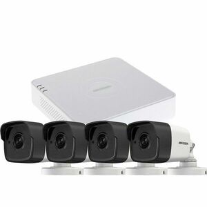 Sistem supraveghere exterior basic HikVision, 4 camere, 5 MP, IR 30 m, 2.8 mm, microfon imagine