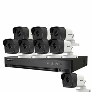 Sistem supraveghere exterior basic HikVision, 8 camere, 5 MP, IR 30 m, 2.8 mm, microfon imagine