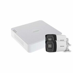 Sistem supraveghere exterior basic HikVision, 2 camere, 5 MP, IR 40 m, 2.8 mm, microfon imagine