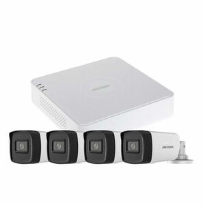 Sistem supraveghere exterior basic HikVision, 4 camere, 5 MP, IR 40 m, 2.8 mm, microfon imagine