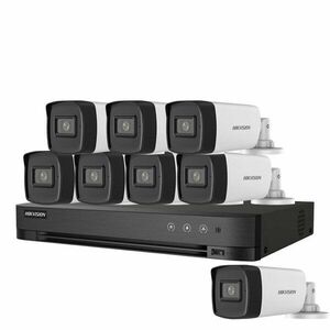Sistem supraveghere exterior basic HikVision, 8 camere, 5 MP, IR 40 m, 2.8 mm, microfon imagine
