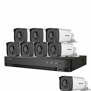 Sistem supraveghere exterior basic HikVision, 8 camere, 5 MP, IR 80 m, 3.6 mm imagine