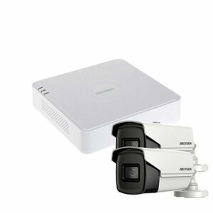 Sistem supraveghere exterior basic HikVision, 2 camere, 5 MP, IR 80 m, 3.6 mm imagine
