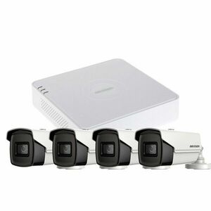 Sistem supraveghere exterior basic HikVision, 4 camere, 5 MP, IR 80 m, 3.6 mm imagine
