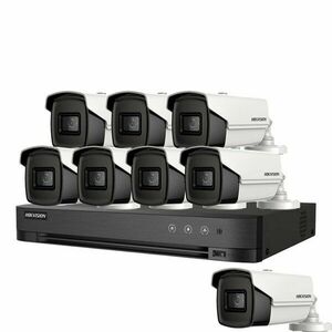Sistem supraveghere exterior basic HikVision, 8 camere, 5 MP, IR 80 m, 3.6 mm imagine