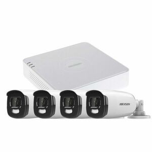 Sistem supraveghere exterior basic HikVision, 4 camere, 5 MP, lumina alba 40 m, 2.8 mm imagine