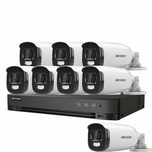 Sistem supraveghere exterior basic HikVision, 8 camere, 5 MP, lumina alba 40 m, 2.8 mm imagine