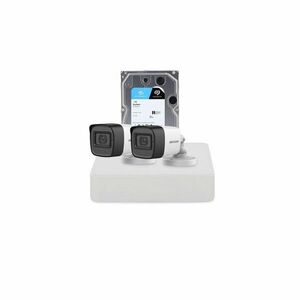 Sistem supraveghere exterior cu HDD 1 TB HikVision, 2 camere, 2 MP, IR 30 m, 2.8 mm, microfon imagine