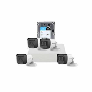 Sistem supraveghere exterior cu HDD 1 TB HikVision, 4 camere, 2 MP, IR 30 m, 2.8 mm, microfon imagine