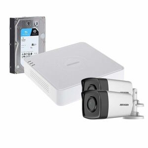 Sistem supraveghere exterior cu HDD 1TB HikVision, 2 camere, 5 MP, IR 80 m, 3.6 mm imagine