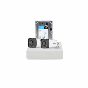 Sistem supraveghere exterior cu HDD 1 TB HikVision, 2 camere, 2 MP, IR 40 m, 2.8 mm imagine