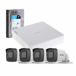 Sistem supraveghere exterior cu HDD 1TB HikVision, 4 camere, 5 MP, IR 20 m, 2.8 mm imagine