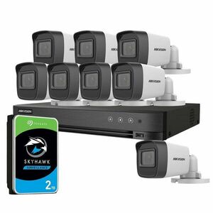 Sistem supraveghere exterior cu HDD 2TB HikVision, 8 camere, 5 MP, IR 20 m, 2.8 mm imagine